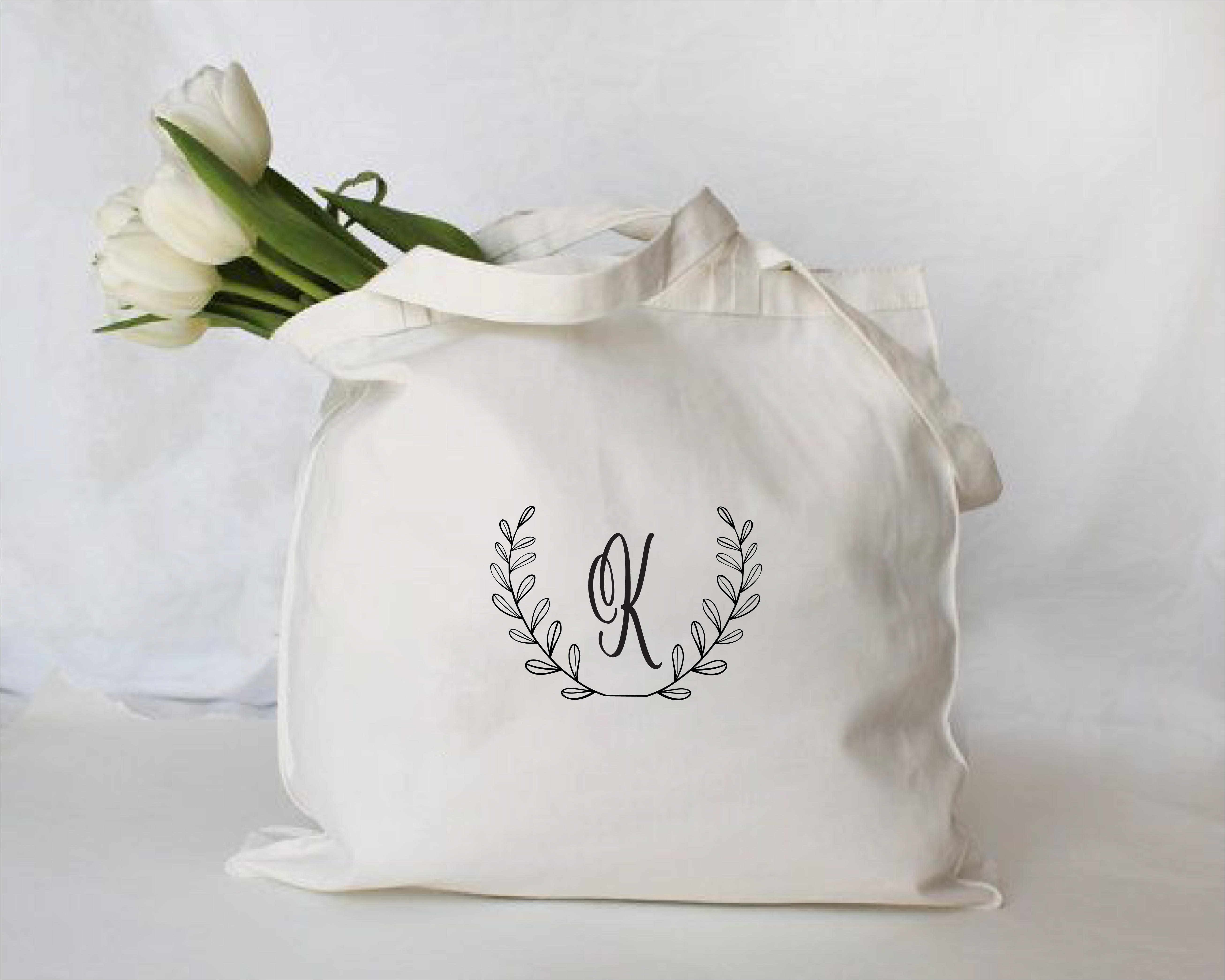 Personalised Cotton Eco-friendly White Tote Bag with Initial